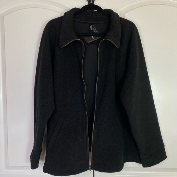 Torrid Deep Black Sherpa Zip Up Lounge Sweatshirt, Zipper Front, Collar, NWT 3X - Picture 6 of 16